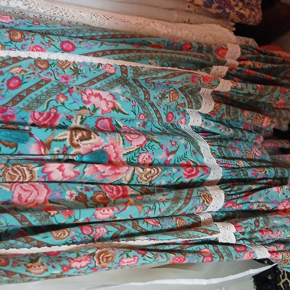 Spell Teal Floral Lace-Trim Maxi Dress - Picture 3 of 7